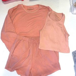 Skatie Lounge Set in Ballet (cooper shorts, Monica tank & Ariana cropped crew)